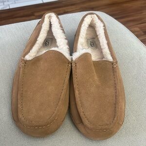 UGG Chestnut Brown Suede Shearling-Lined Slippers